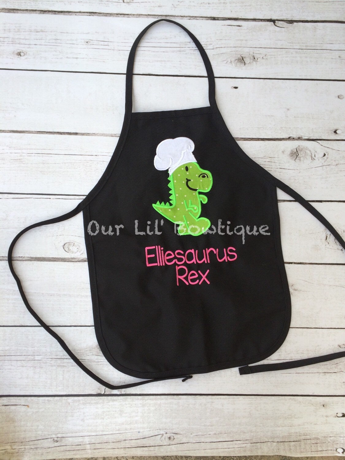 Personalized Dinosaur Birthday Apron: Chef T-Rex Appliqué