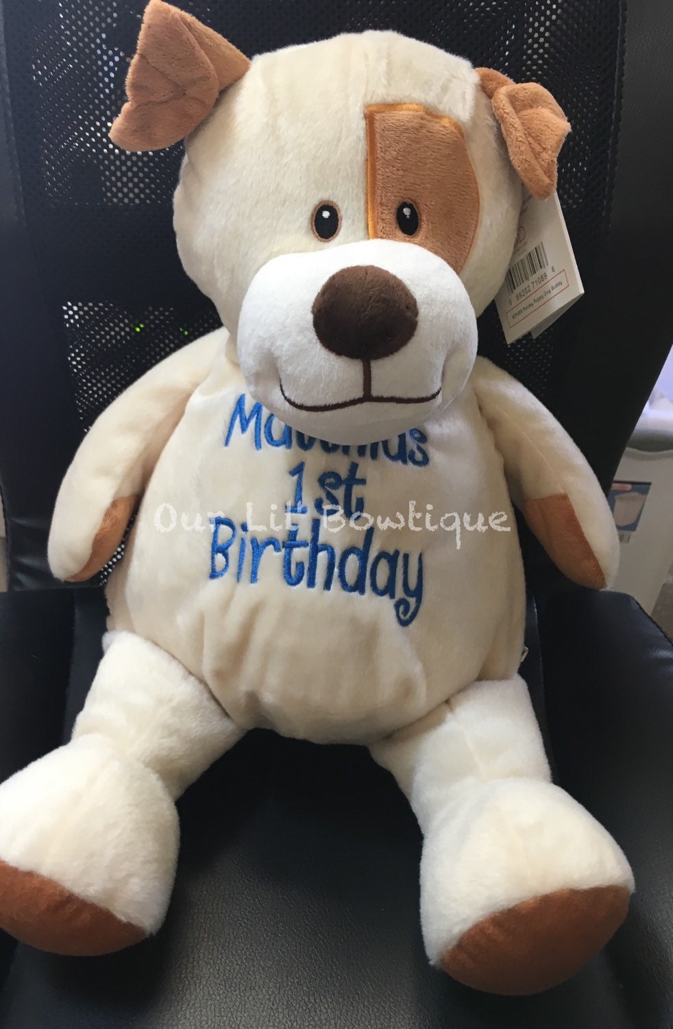 Personalized Stuffed Dog - Subway Art Birth Announcement Cubbie - Baby Gift - New Baby