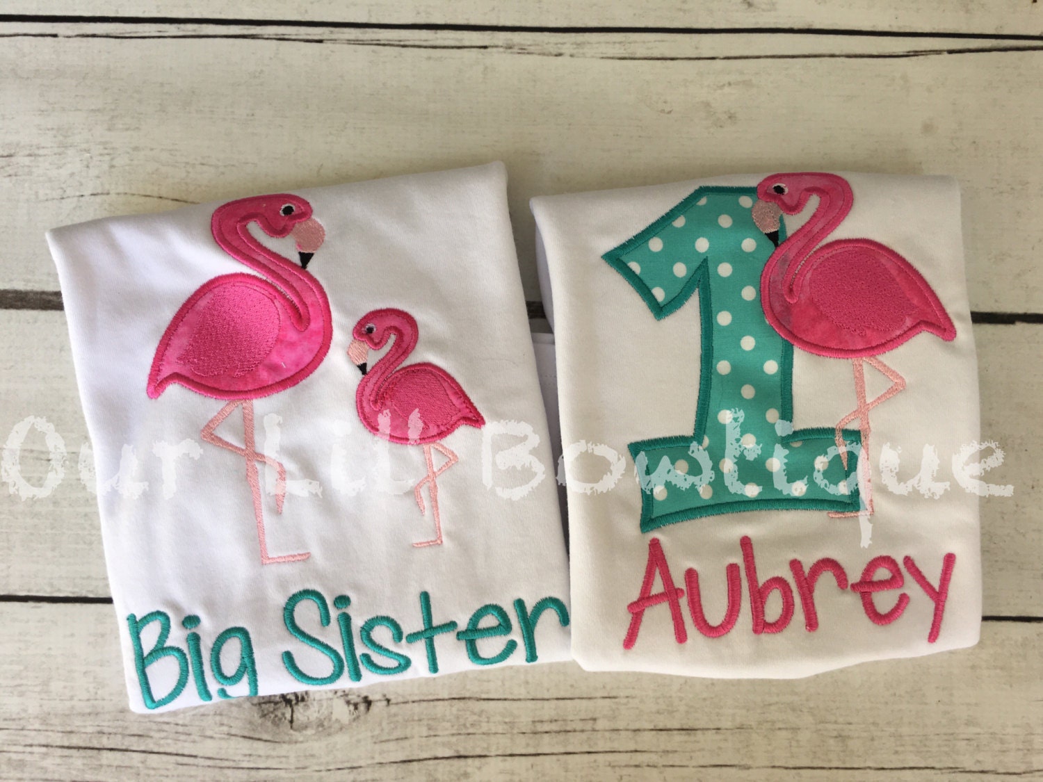 Flamingo 1st Birthday Shirt - Personalized Applique Bodysuit