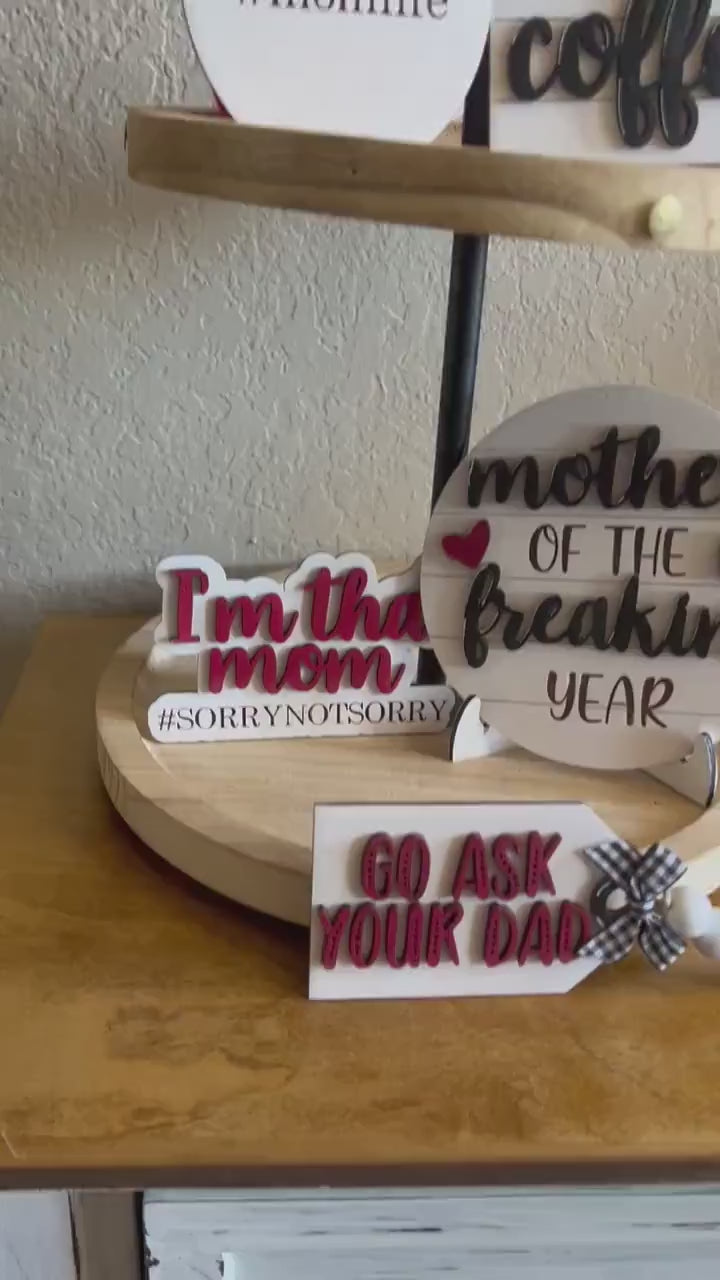 Wine Tier Tray - Mothers Day Tiered Tray Bundle - Best Mom Ever - Farmhouse Easter Tiered Tray Set - Mom - Mother - Gift