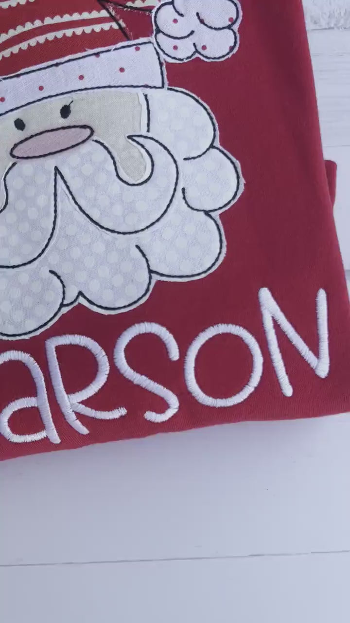 Personalized Santa Applique Christmas Shirt