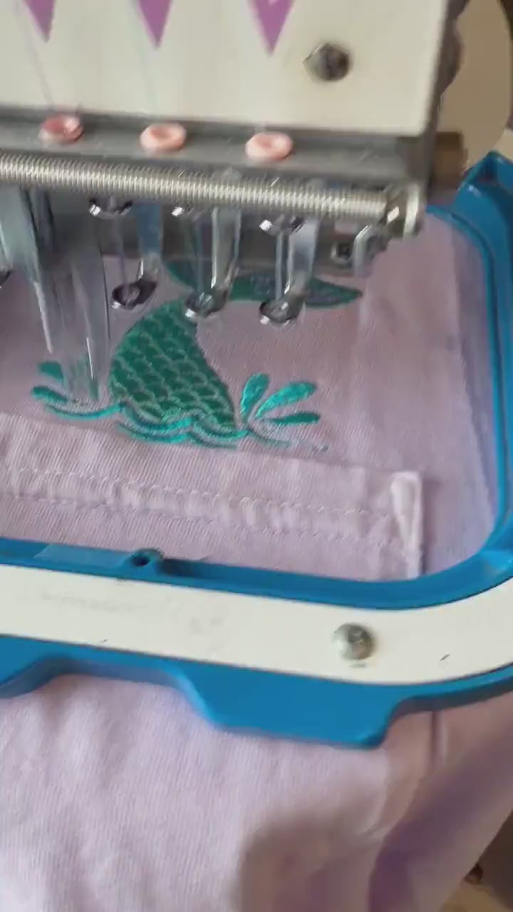 Embroidered Mermaid Pocket Tee - Comfort Colors Monogram Shirt - Mermaid Tail Shirt
