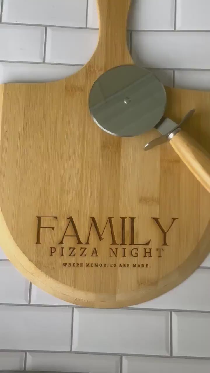 Personalized Wood Pizza Board - Small Pizza Board - Monogrammed Board - Laser Engraved Bamboo Cutting Board - Housewarming Gift -Gift
