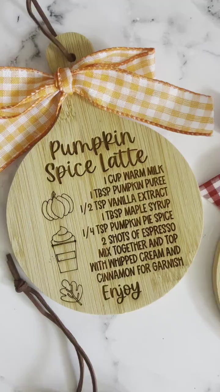Pumpkin Pie Recipe - Pumpkin Spice Latte - Engraved Cutting Board - Mini Cutting Boards - Farmhouse Cutting Board - Thanksgiving