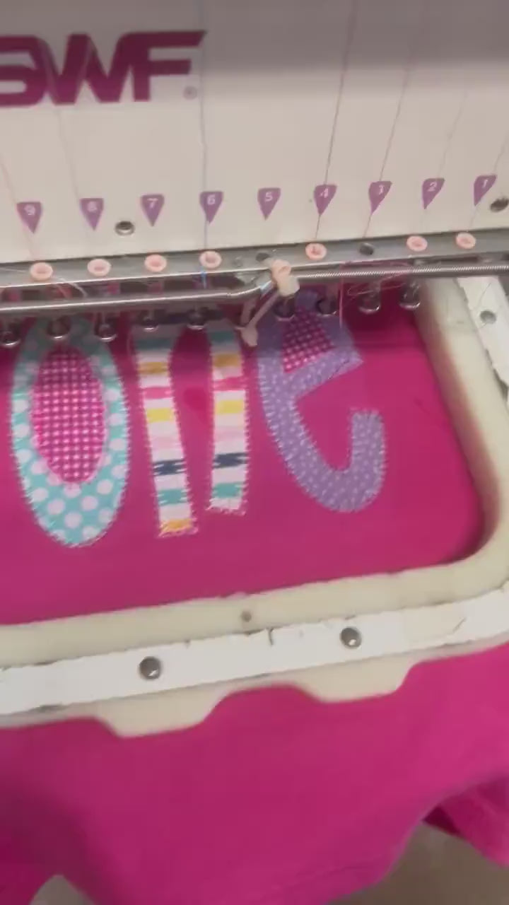 Personalized Appliqued 1st Birthday Shirt - Vintage Stitch Name
