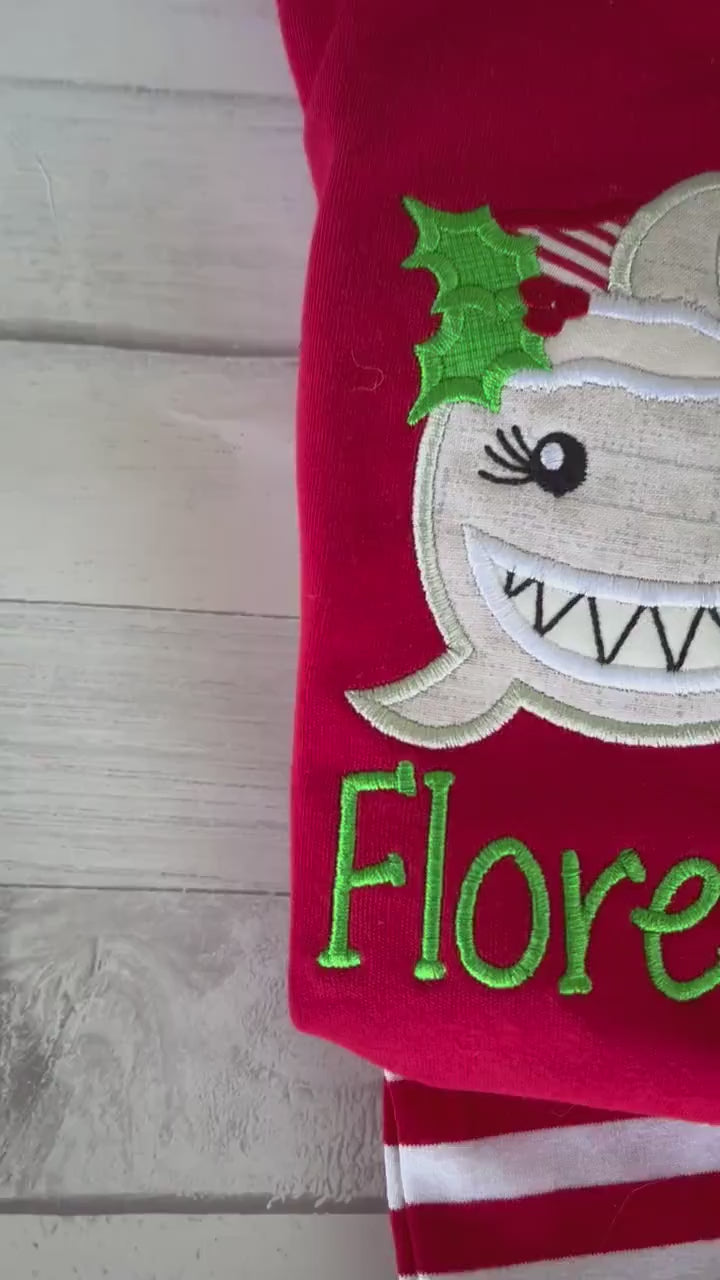 PRE-ORDER Shark Christmas - Christmas PJs- Pajamas- Personalized Christmas PJs - Christmas Shark - Matching Christmas Pajamas - Santa