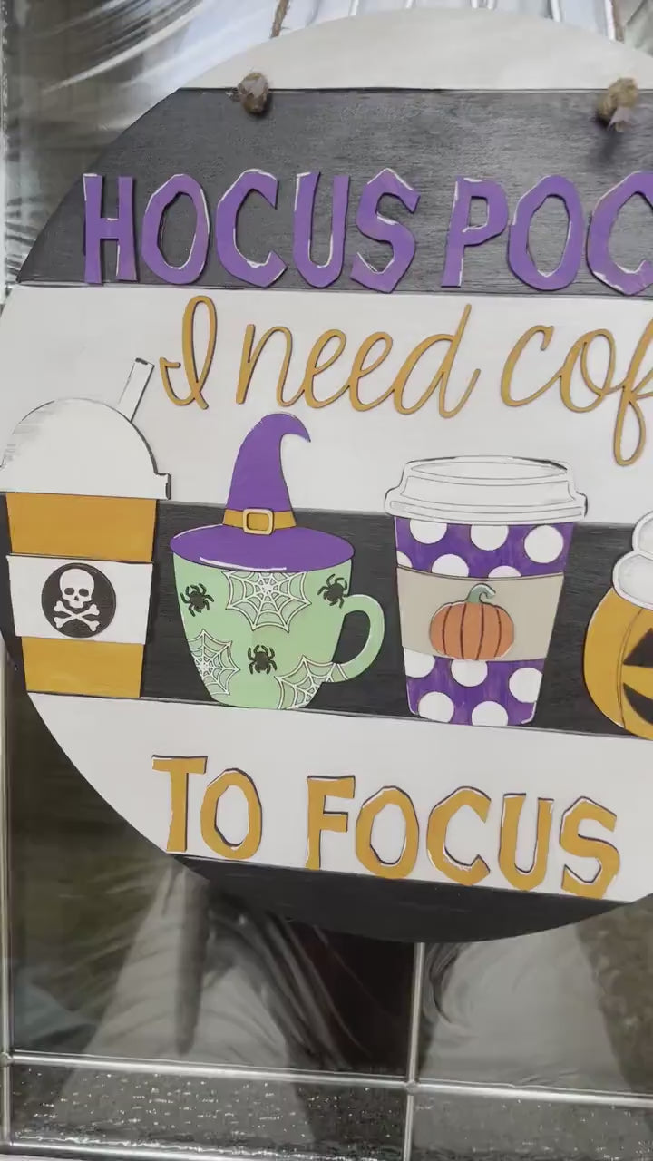 Halloween Door Sign - Round Halloween Sign - Door Hanger - Halloween Coffee Sign