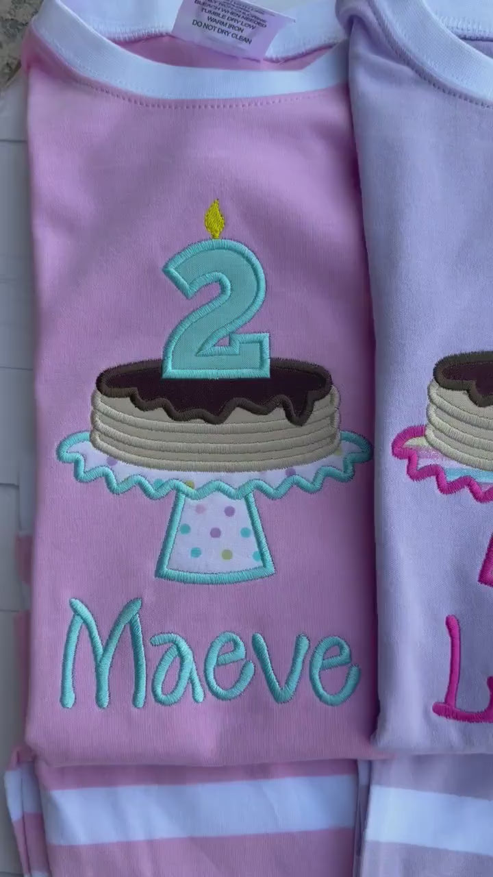 Personalized Pancake Birthday Shirt: Lavender Applique Party Outfit