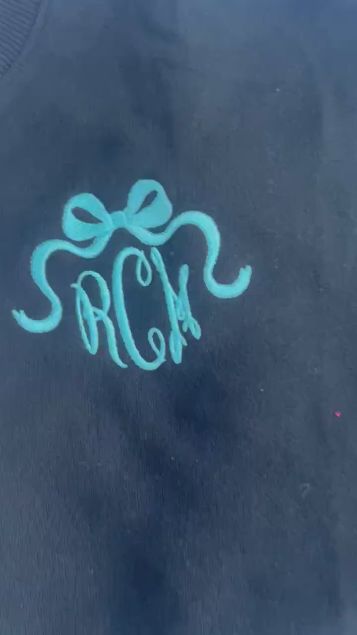 Comfort Colors Bow Monogram Sweatshirt - Personalized Initial Tee