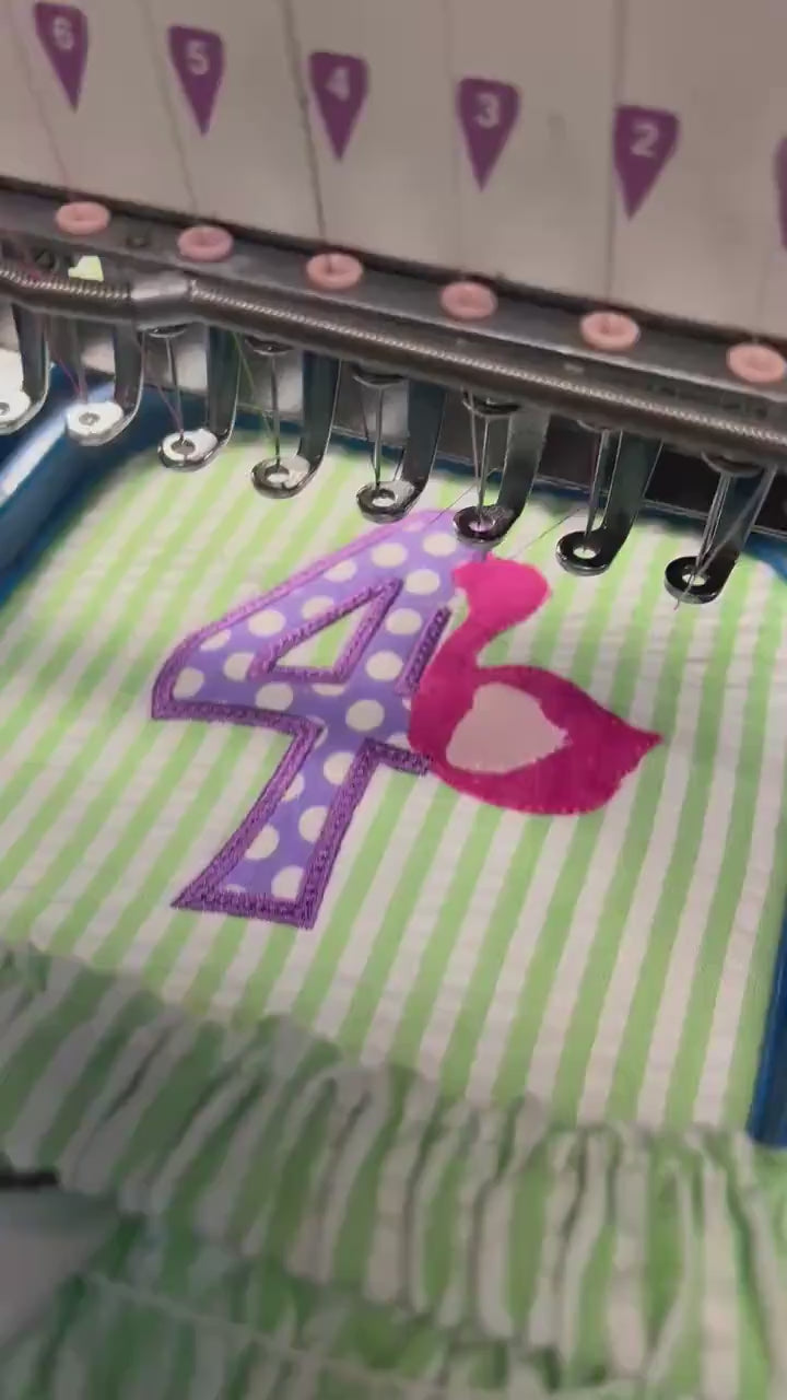 Flamingo Bathing Suit - Monogrammed Seersucker Bathing Suit - Bathing Suit - Flamingo Bathing Suit  - Gingham - One in the Sun
