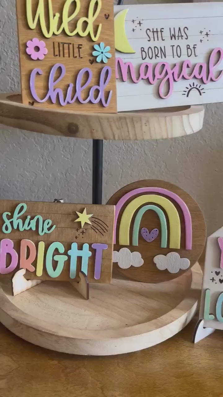 New Baby Tier Tray Decor - Baby Shower Decor - Baby Girl Nursey Decor- Farmhouse Decor - Girls Bedroom Decor - Girl Room Signs