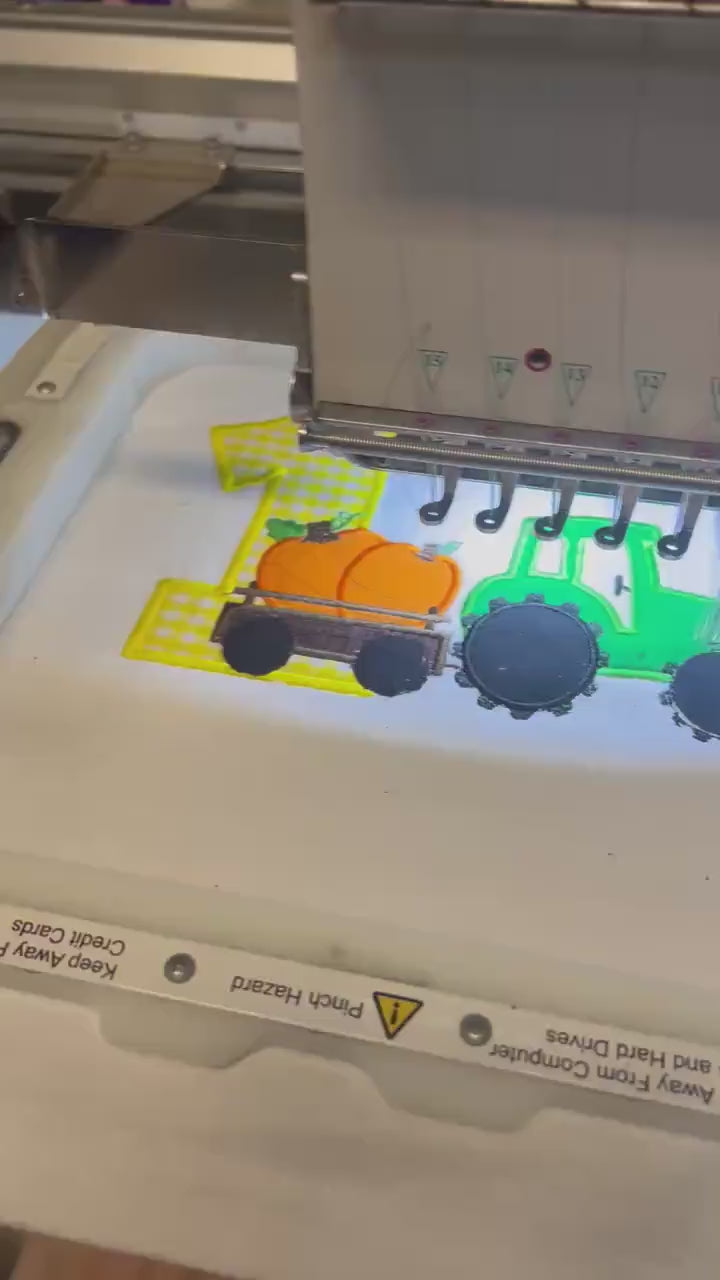 Embroidered Pumpkin Tractor Birthday Shirt - Boys Fall Outfit