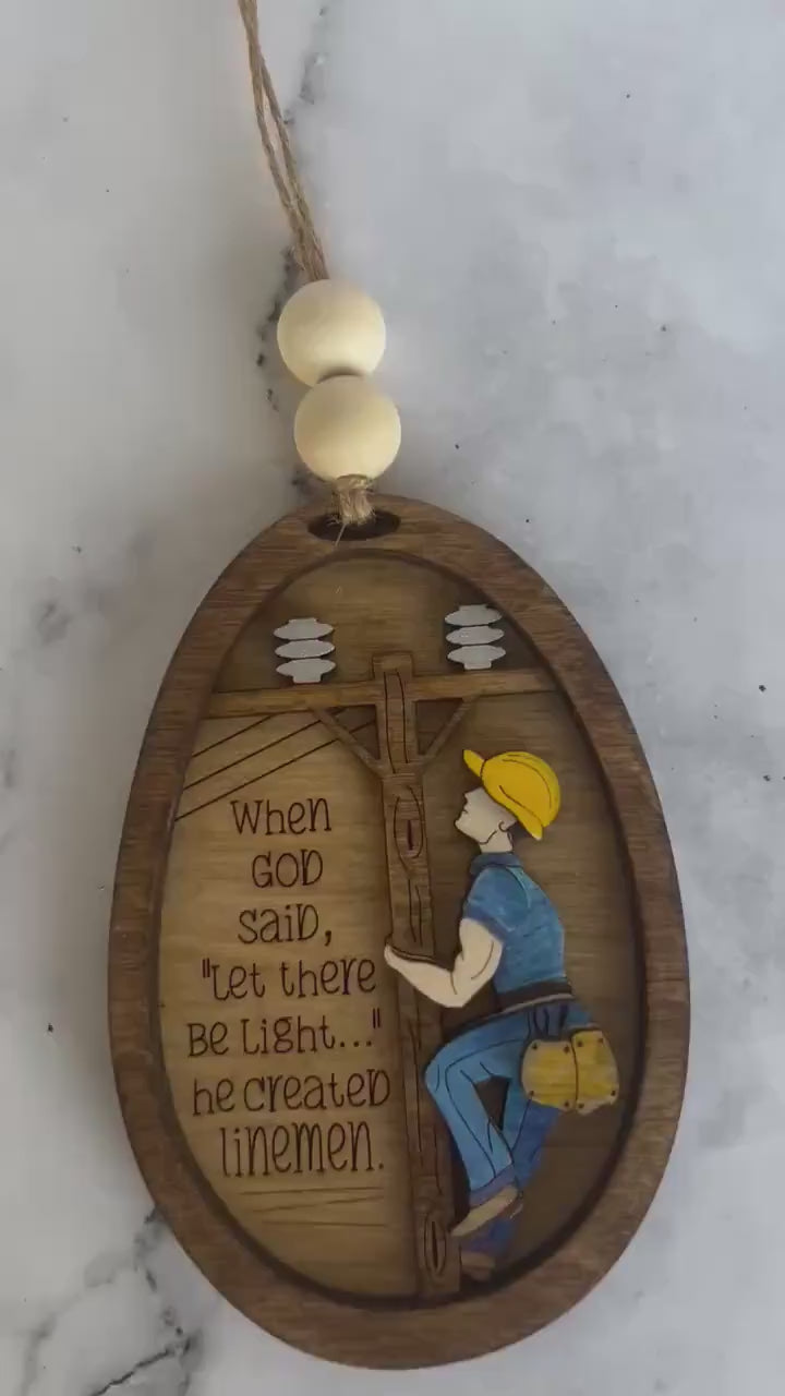 Lineman Ornament - Christmas Ornament - Lineman Gift Ornament -Gift for Him