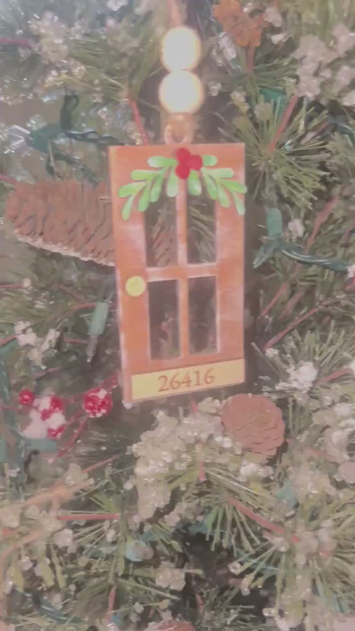 Front Door Ornament - Laser cut Wood Christmas Ornament - Rustic Decor - Christmas Decor - New Home Ornament - Christmas Family Ornament