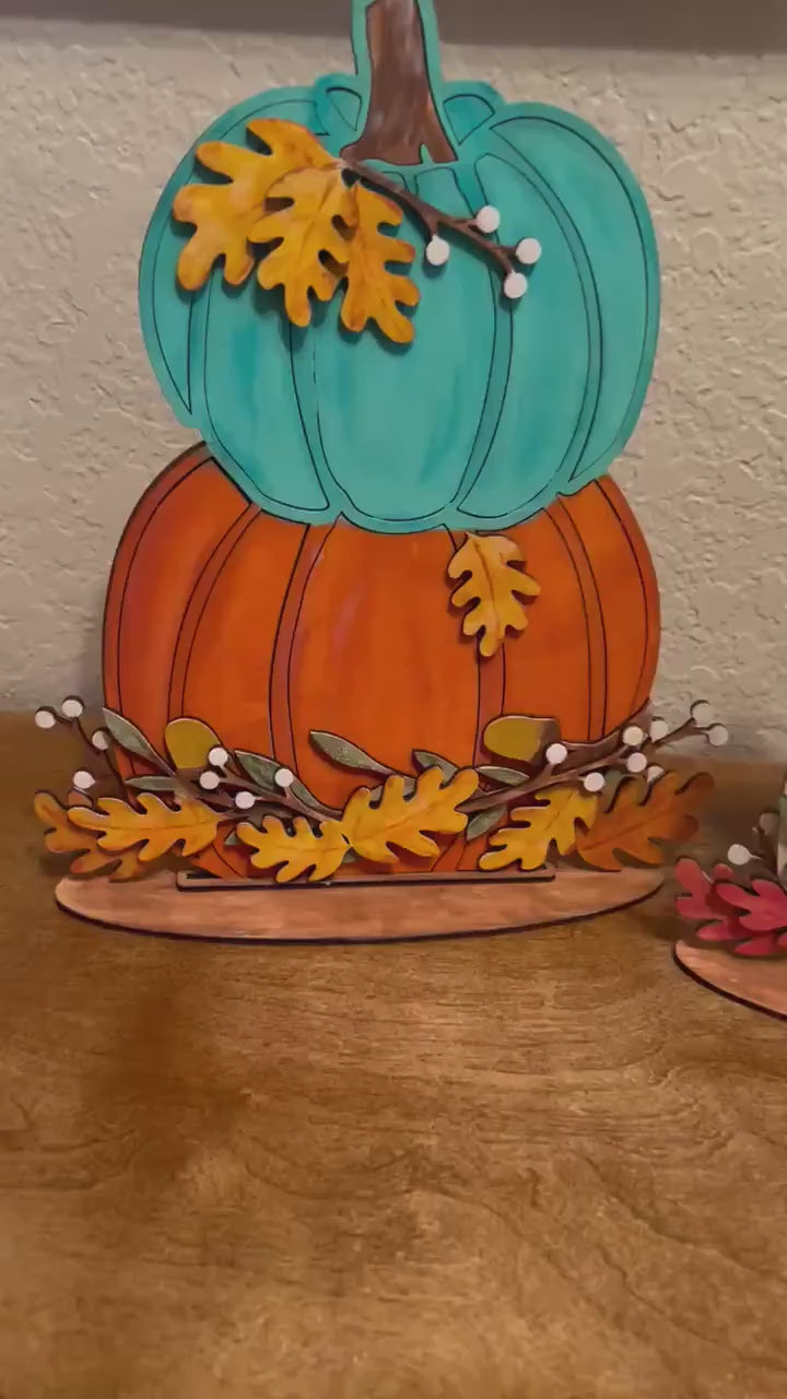 Stacked Pumpkin Sign - Floral Pumpkin - Pumpkin Sign - Monogrammed Sign - 3D Fall Sign - Fall Decor