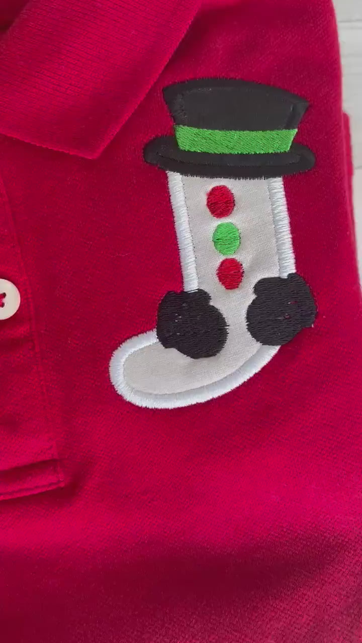 Snowman Monogram Polo - Boys Christmas Shirt