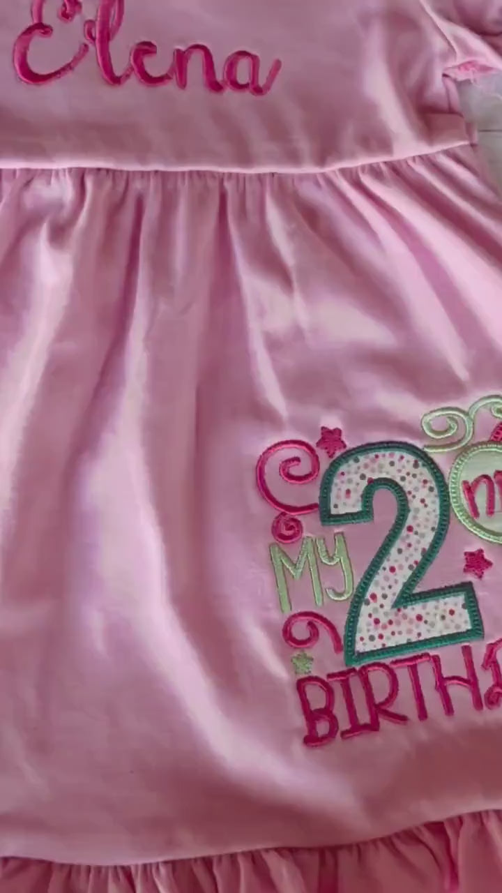 Personalized Girls Birthday Dress: Balloon Shirt, Embroidered Name