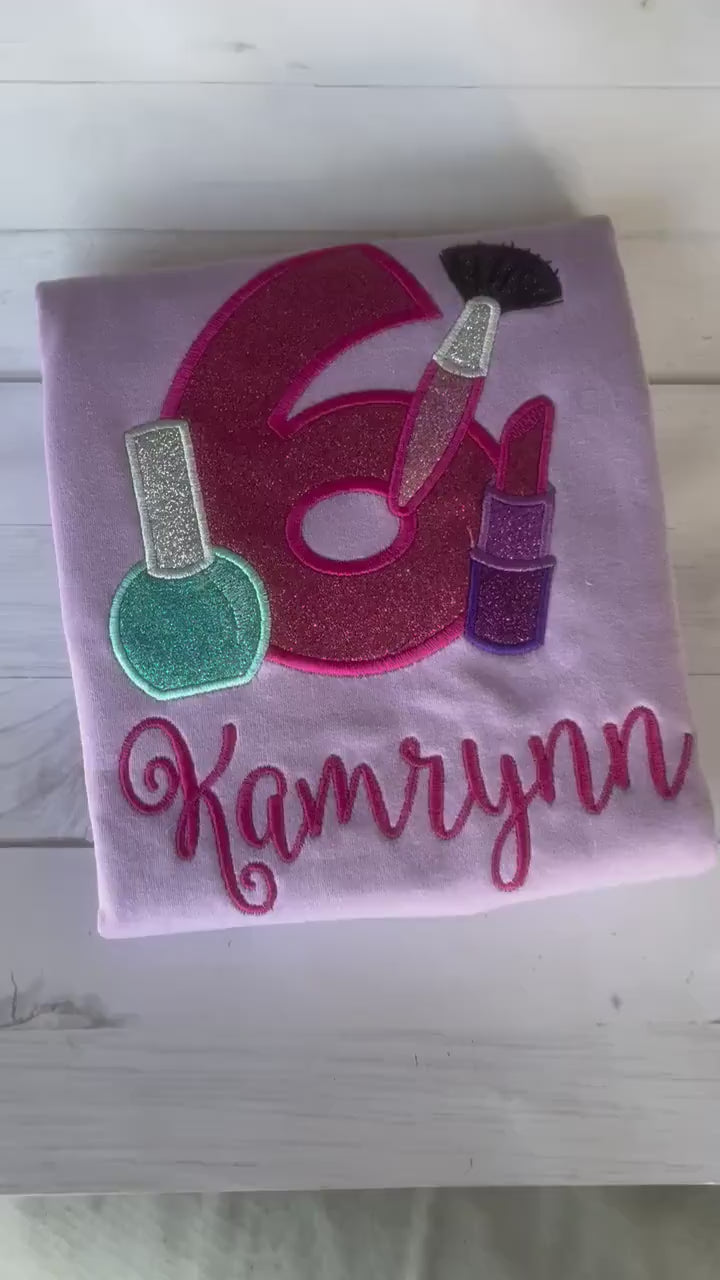 Personalized Girls Makeup Birthday Shirt - Spa Party