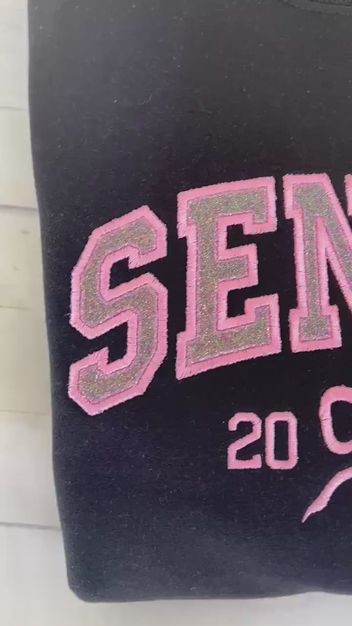 Embroidered Senior Sweatshirt with Bow - Custom Graduation Crewneck