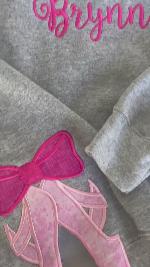 Ballet Slippers Sweatshirt - Embroidered Monogram - Kids Dance Shirt - Ballet Shirt