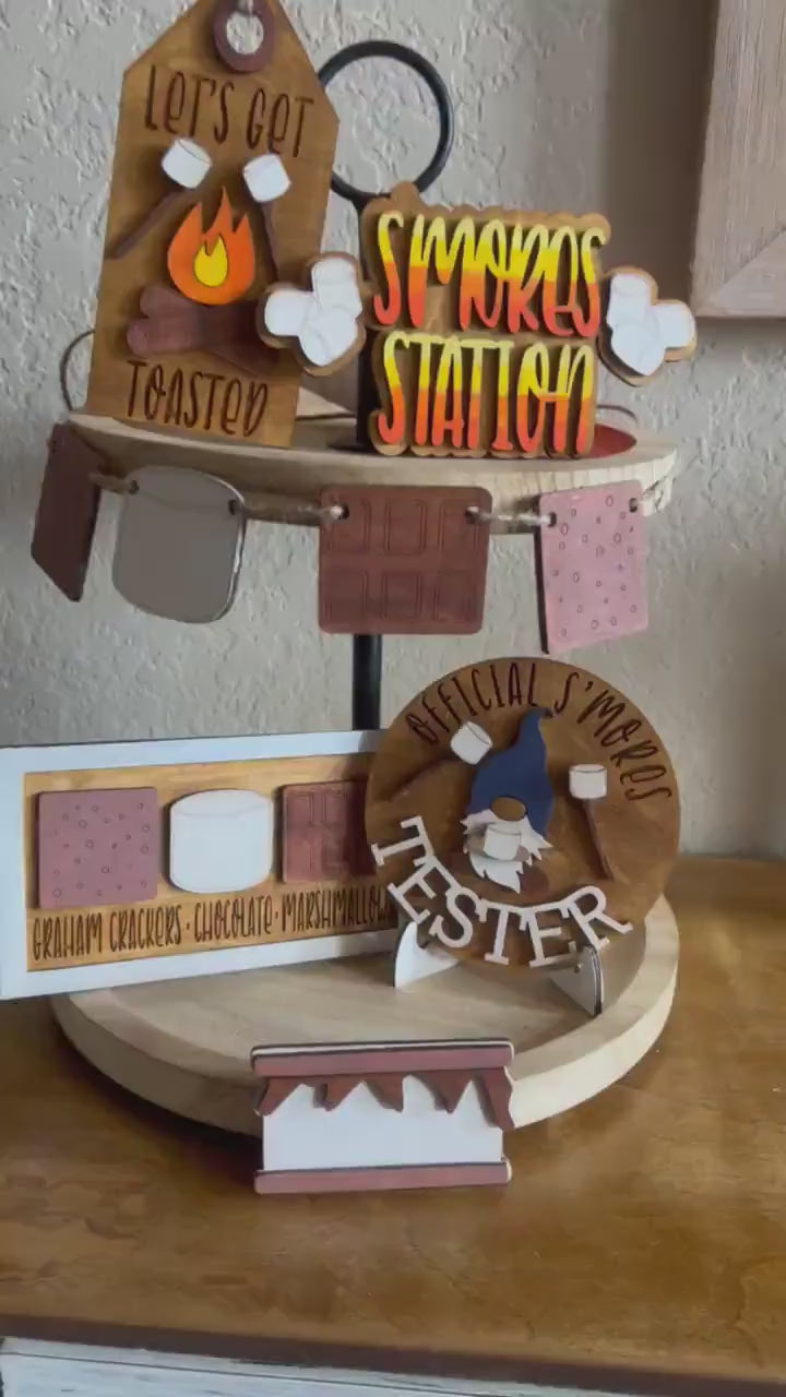 Smore's Tier Tray - Winter Tiered Tray - S'mores Signs - Tiered Tray Bundle - Finished Tiered Tray Set - Home Decor