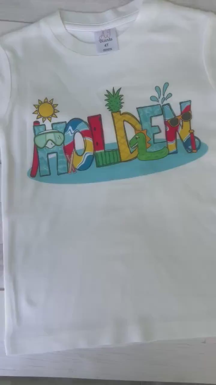 Girls Personalized Pool Shirt: Summer Name Monogram