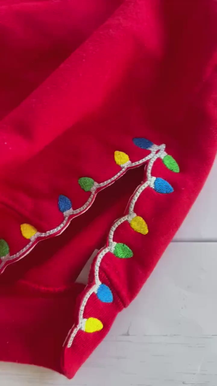 Embroidered Christmas Lights Sweatshirt - Personalized Monogram