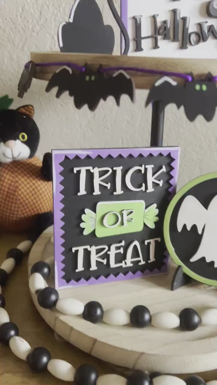 Halloween Tiered Tray Signs -Halloween Tiered Tray Decor - Halloween Decor - Finished Tiered Tray Decor - Home Decor - 3D Signs
