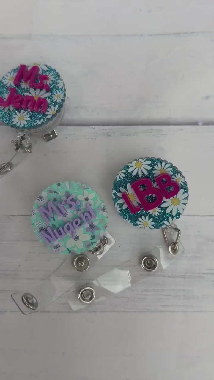 Personalized Acrylic Badge Reel | Custom Name Badge Holder | Nurse Badge Reel | Teacher ID Holder | Medical Assistant | Retractable ID Clip