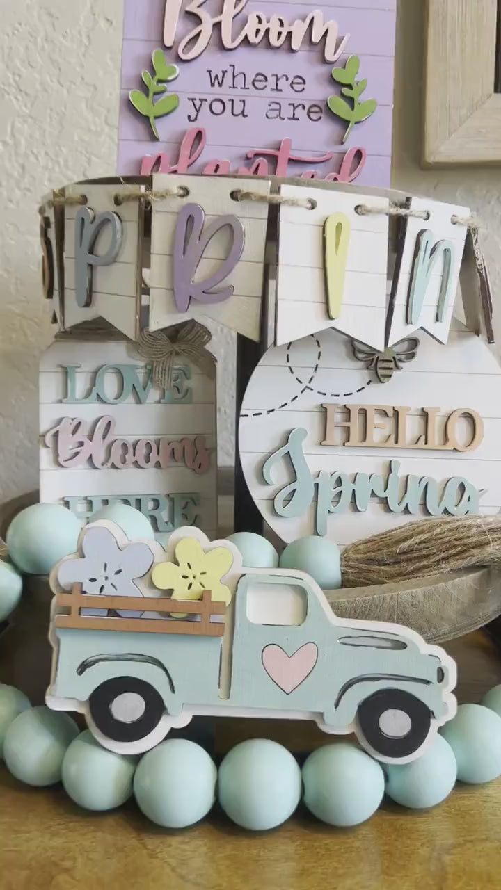 Spring Tiered Tray Decor - Farmhouse Easter Tiered Tray Set - Spring Decor