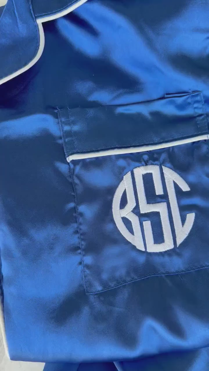 Monogram Pajamas - Personalized Pajamas - Silk Pajamas - Kids PJs - Birthday PJs- Personalized Birthday Shirt