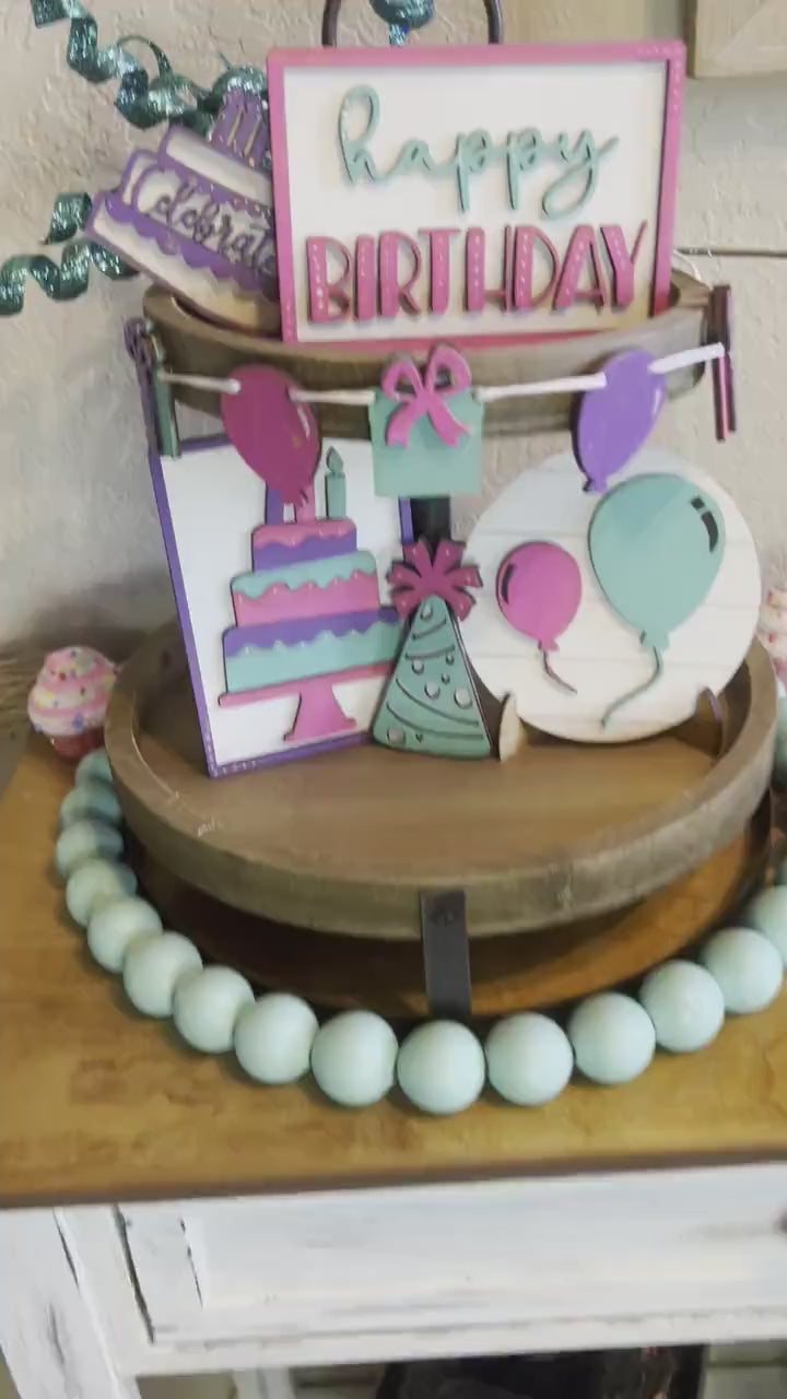 Birthday Tier Tray - Birthday Mini Signs - Birthday Decor - Signs