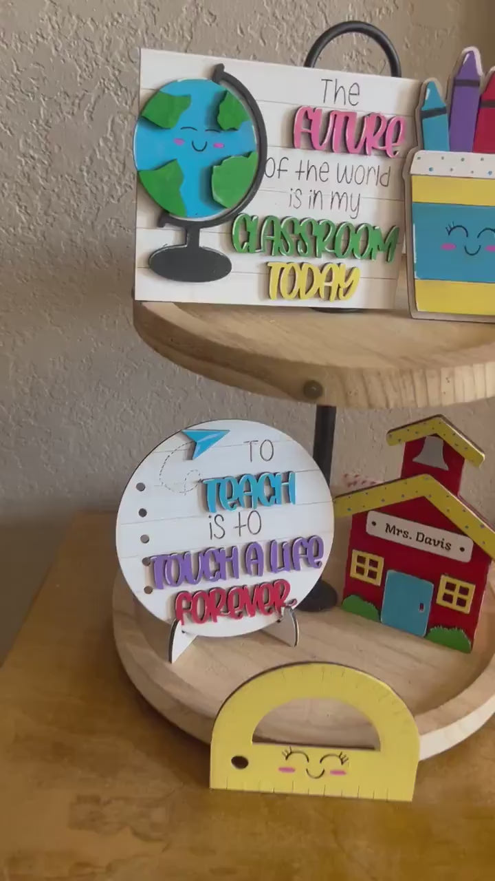 School Tiered Tray Decor - Teacher Decor - Teacher Gift - Teacher Signs - Classroom Decor
