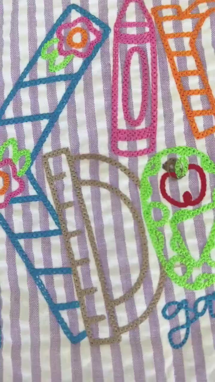 Embroidered Seersucker School Dress or Shirt: Back to School