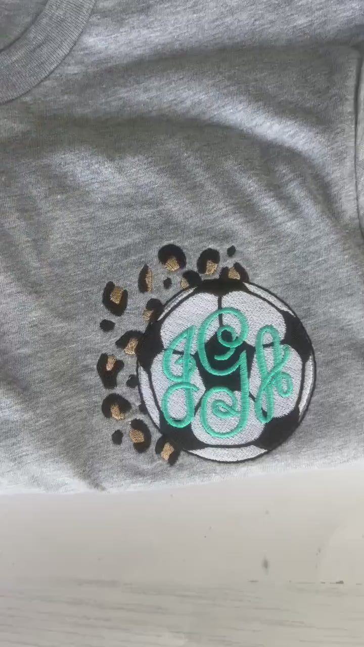 Leopard Soccer Monogram Tee: Personalized Womens T-Shirt