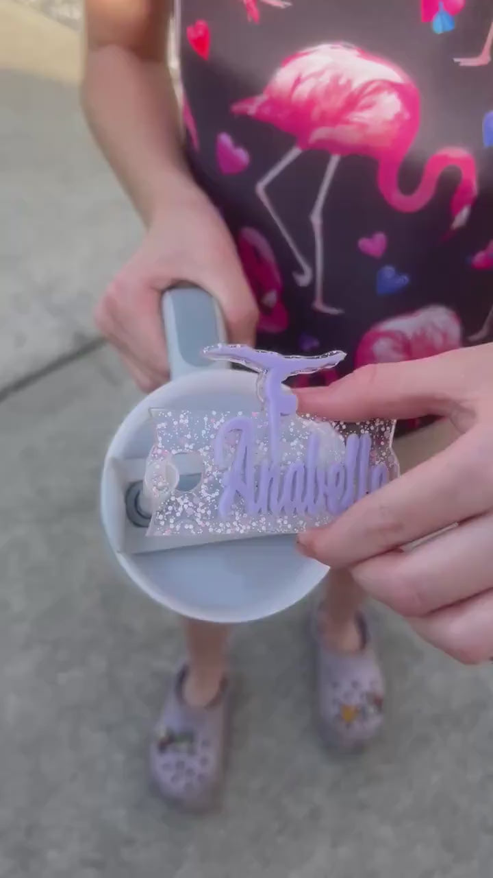 Gymnastics Glitter Tumbler Name Tag 20oz, 30oz or 40 oz - Custom Tumbler Topper