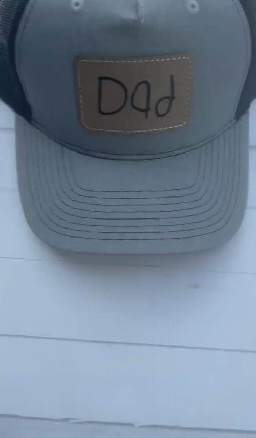 Dad Baseball Hat - Papa Hat - Kids Handwriting - Leather Patch - Fathers Day Gift - Custom Hat - Dad Hat