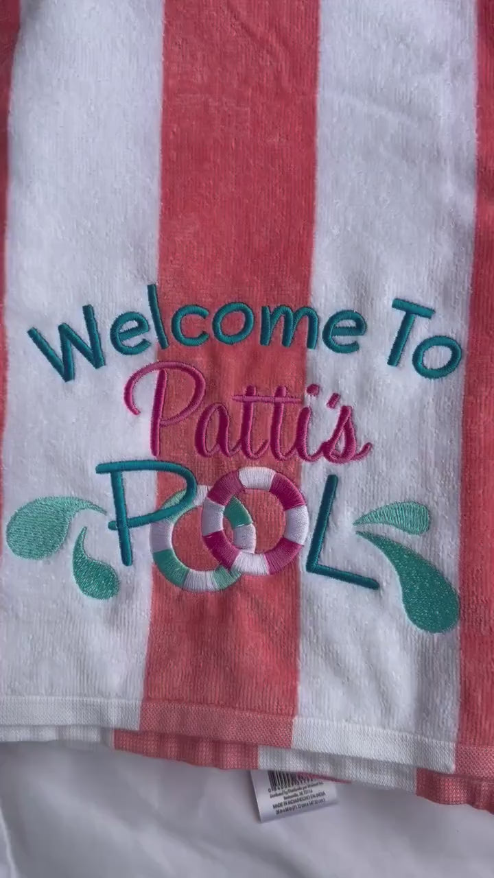 Personalized Pool Beach Towel - Cotton Terry - Welcome to Our Pool Towel
