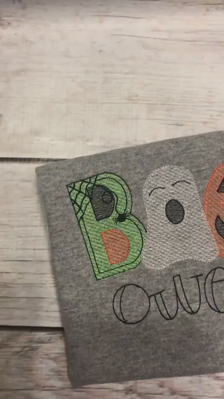 Embroidered Halloween Shirt: Ghost, Pumpkin, Personalized Boo Design
