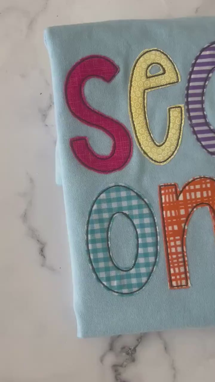 Personalized Back to School Shirt: Appliqued Apple, Grade Level