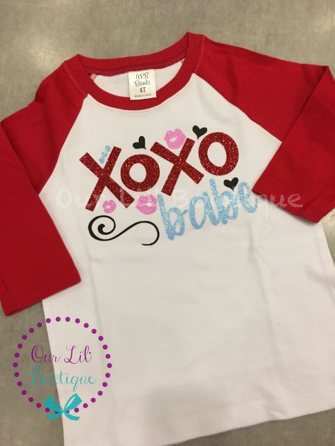 Valentine's Day Shirt - Personalized Valentine's Day Shirt - Valentine Raglan - XOXO Babe - Valentine Shirt
