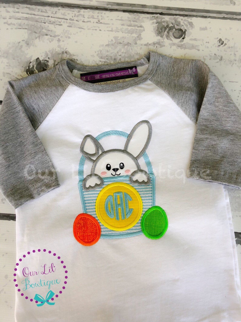 Easter Bunny Basket Shirt - Boys Personalized Easter Shirt