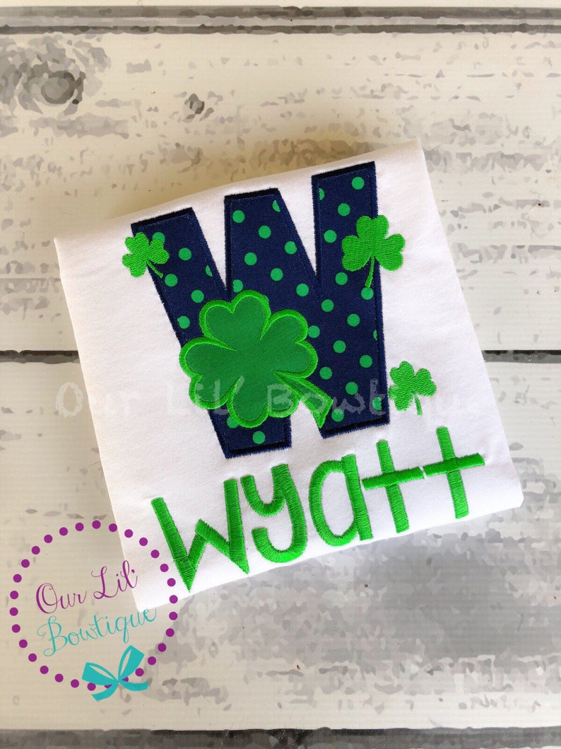 St Patricks Day Shirt - Initial Shamrock Shirt - Sibling Shamrock Shirt