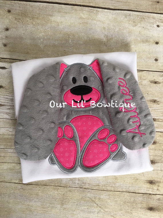 Easter Bunny Applique Shirt - Floppy Ear Bunny Shirt