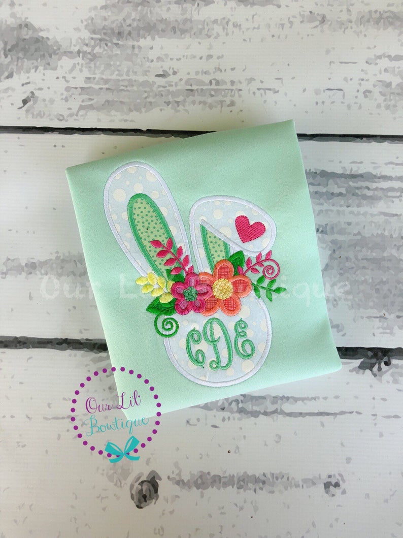 Easter Bunny Shirt With Floral Crown - Girls Easter Shirt