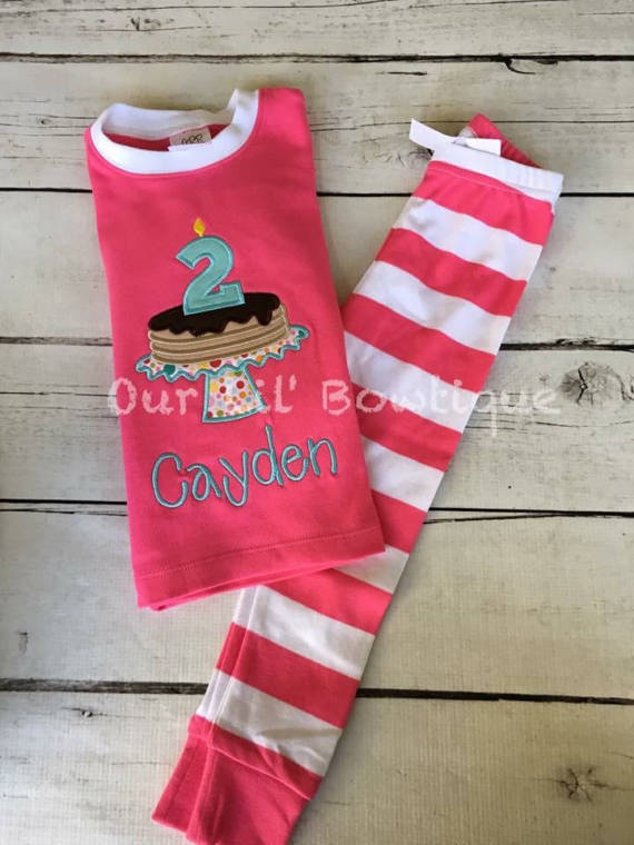 Pancake personalized Birthday Shirt - Pancake Personalized PJs - Personalized Pancake Shirt - Pancake Birthday - Pancake Applique - Hot Pink