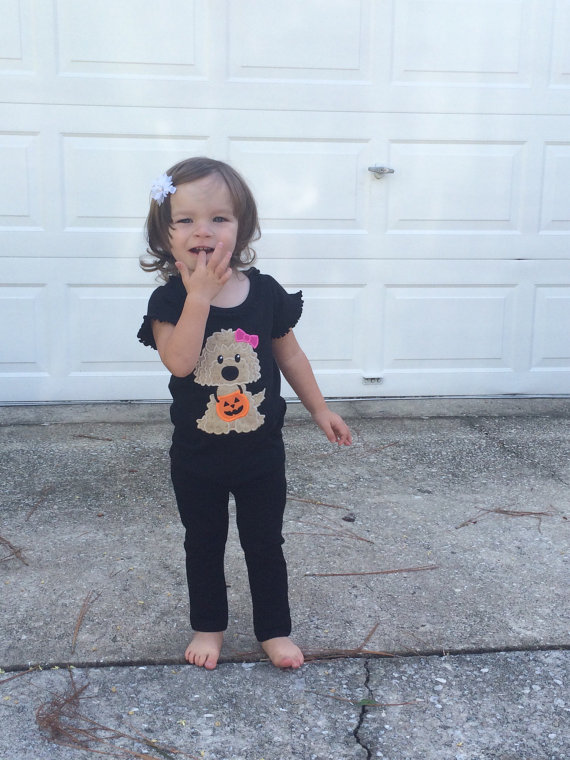 Dog Halloween Shirt - Girl Halloween Shirt - Dog Shirt - Halloween Shirt - Pumpkin Applique - Dog Applique - Puppy Halloween - Boy Halloween