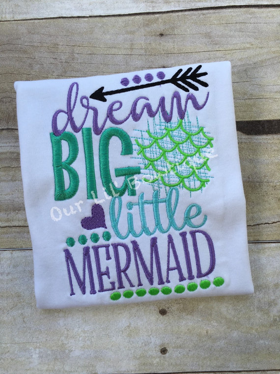 Mermaid Outfit - Mermaid Birthday - Dream Big Little Mermaid - Ruffle Bloomers - Mermaid - Onesie - Girls - Baby Gift - Mermaid Ruffle Shirt