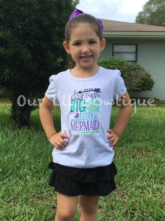 Mermaid Outfit - Mermaid Birthday - Dream Big Little Mermaid - Ruffle Bloomers - Mermaid - Onesie - Girls - Baby Gift - Mermaid Ruffle Shirt