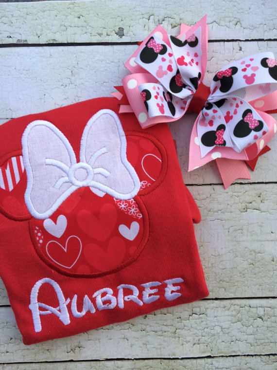 Minnie Inspired Valentine Shirt - Minnie Inspired Hearts - Valentine Personalized Shirt